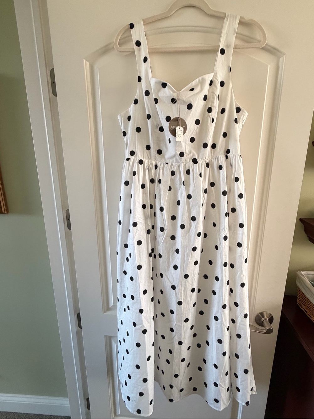 Apricot Polka Dot Midi Dress